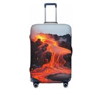 Funda de equipaje de viaje, protector de maleta de lava roja caliente del volcán Kilauea, fundas de equipaje de elastano, fundas lavables para maletas de 18 a 32 pulgadas, Black, L