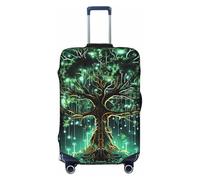 Funda de equipaje de viaje, protector de maleta de moda, diseño de árbol verde mágico, fundas de equipaje de elastano, fundas lavables para maletas de 18 a 32 pulgadas, Black, XL