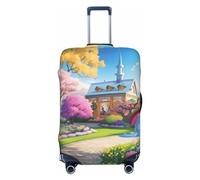 Funda de equipaje de viaje redonda en blanco y negro para equipaje de 18 a 32 pulgadas, lavable, resistente a los arañazos, Cuento de hadas de unicornio, S