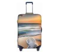 Funda de equipaje de viaje redonda en blanco y negro para equipaje de 18 a 32 pulgadas, lavable, resistente a los arañazos, Atardecer sobre las olas, S