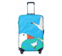 Funda de equipaje de viaje White Goose House para equipaje de 18 a 32 pulgadas, lavable, resistente a los arañazos, Happy White Goose, M