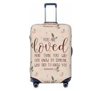 Funda de equipaje "Eres amado" (Romanos 5:8), protector de maleta lavable de primera calidad con cierre de cremallera y hebilla, compatible con maletas de viaje de 18 a 32 pulgadas (tamaño mediano)