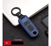 Funda de fibra de carbono Abs para llaves de coche para Mazda 2 3 6 Acelerador Atena CX-5 CX5 CX-7 CX-9 2015 2016 2017 Smart 2/3 botones - 3 botones azul