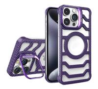 Funda de fibra de carbono con marco abierto compatible con iPhone 12, 13, 14, 15, 57 Plus y Pro Max. Diseño magnético sin marco para una mejor