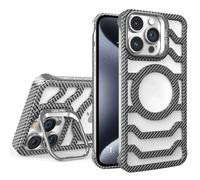 Funda de fibra de carbono con marco abierto compatible con iPhone 12, 13, 14, 15, 57 Plus y Pro Max. Funda magnética sin marco para una mejor