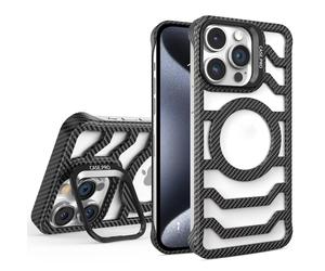 Funda de fibra de carbono con marco abierto compatible con iPhone 12, 13, 14, 15, 57 Plus y Pro Max. Funda magnética sin marco para una mejor