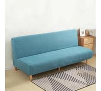 Funda de forro polar de color sólido para sofá cama sin brazos, funda elástica para sofá plegable, azul, se adapta a sofás de 160 a 190 cm, suave y fácil de limpiar