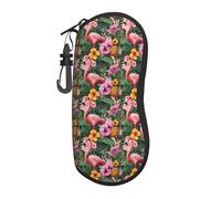 Funda De Gafas,Estampado De Piña Y Flamenco Estuche Para Gafas Portátil Con Cremallera,Estuche Para Anteojos Para Hombres Trabajo Mujeres 17X8X3.6Cm