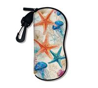 Funda De Gafas,Estrellas De Mar Y Medusas De Colores Del Océano Estuche Para Gafas De Sol Portátil Universal,Caja De Anteojos Para Mujeres Hombres Viaje 17X8X3.6Cm