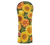 Funda de golf con diseño floral de girasol y limón, accesorios de cuero de primera calidad con etiquetas intercambiables para conductor híbrido y Fairway Woods