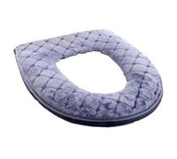 Funda de inodoro de felpa suave y cálida con respaldo de poliuretano impermeable, ajuste flexible para la mayoría de inodoros. Para formas de asiento, lavable a máquina y reutilizable (gris plateado)