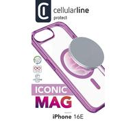 Funda de iPhone 16e, ICONIC MAG de CellularLine, Compatible con MagSafe, Rosa y Transparente