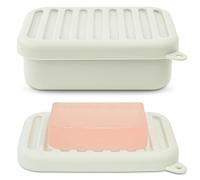 Funda de jabón de viaje de silicona a prueba de fugas superior con tapa de drenaje/capa, recipiente de jabón compacto para barra, soporte de jabón duradero para camping, gimnasio y artículos de