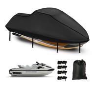 Funda de Jet Ski 420D Impermeable, Funda de Jet Ski 3 Asiento, con 2 Orificios de ventilación, Resistente a los Rayos UV, Compatible con Kawasaki, Seadoo, Waverunner Polaris, 291-318cm