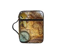 Funda de la Biblia con estampado de brújula y mapa del mundo antiguo, funda de transporte con asa duradera, bolsa protectora de la iglesia para hombres y mujeres