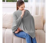 Funda de lactancia de punto para lactancia del bebé, transpirable y suave, cuello ancho con elástico para una fácil visión (gris)