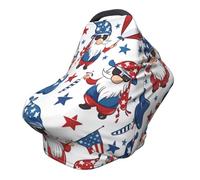 Funda de lactancia multiusos para bebé, diseño de gnomo que Dios bendiga a los Estados Unidos, funda patriótica para asiento de coche, para bebés, suave, transpirable, esencial para la lactancia