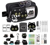 Funda de lápiz para gato, 10 capas, funda de lápiz para gato, diseño de animales con pegatinas, para niñas