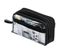 Funda de lápiz transparente, transparente, funda de lápiz grande, funda de lápiz, funda de maquillaje, bolsa de maquillaje, para niños, funda de maquillaje, color negro, Negro , Se référer au