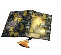 Funda de libro A5/A6, funda brocado tejido dorado con cuaderno adicional, estuche bíblico Jacquard, regalo ajustable(C,A5 GRID)