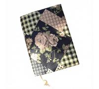 Funda de libro A5 A6 jacquard con textura ajustable cuaderno adicional Estuche la Biblia tela tejida brillante Encanto cuentas madera(A6 Blank)