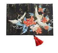 Funda de libro A5, funda ajustable con cuaderno adicional, bíblica bordado grulla dorada, regalo brocado artístico(A5 GRID)