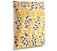 Funda de libro con bordado de flores de margaritas con cremallera para lectores, funda protectora de regalo para los amantes de los libros, tela lavable de 11 x 8.5 pulgadas, color amarillo