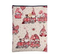 Funda de Libro Navideña Acolchada con Estampado Festivo de Tela, Ideal como Regalo para Lectores en navidad, protector de libros,acessorio lectura, funda de tela, tamaño 27x20 cm (Gnomos)