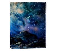 Funda de libro reemplazable azul oscuro con estrellas y cielo nocturno estrellado, protector de libro reutilizable de piel sintética, apto para cuadernos de 148 x 210 mm