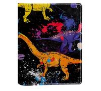 Funda de libro reemplazable de dinosaurios coloridos, protector de libro de piel sintética, reutilizable, adecuado para cuadernos de 148 x 210 mm