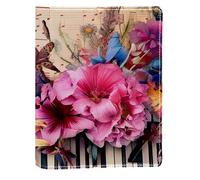 Funda de libro reemplazable musical con melodía y flor, de piel sintética, reutilizable, apta para cuadernos de 148 x 210 mm
