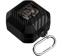 Funda de llavero estilo mosquetón con calavera 3D para Samsung Galaxy Buds 4Pro y Galaxy Buds 4 Material Fit (titanio negro)