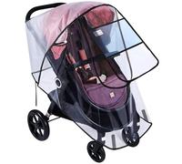 Funda de lluvia para cochecito resistente al viento antideslumbrante de EVA con cremallera transpirable y con cinta de sujeción transparente con apertura en forma de U.