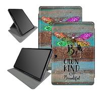 Funda de madera con purpurina de libélula para Microsoft Surface Pro X (2021/2020/2019) de 13 pulgadas, rotación de 360 grados, múltiples ángulos de visión para Microsoft Surface Pro X con apagado y