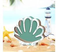 Funda de madera para exhibición de conchas marinas con cubierta acrílica transparente, caja de recuerdos en forma de concha costera para tesoros de playa, 7.09 x 6.14 x 1.26 pulgadas, caballete