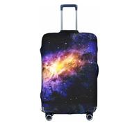 Funda de maleta con estampado de galaxia en el universo con cremallera, agujeros para el mango, material elástico que mantiene el equipaje cerrado, ideal para viajes, White, L
