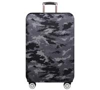 Funda de Maleta Elástico Cubierta de Equipaje con Cremallera Equipaje de Viaje Protectora Estampado de Camuflaje Trolley Case Funda Protectora Accesorios de Viaje (Gris, S (18-21 Pulgadas))