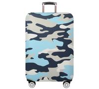 Funda de Maleta Elástico Cubierta de Equipaje con Cremallera Equipaje de Viaje Protectora Estampado de Camuflaje Trolley Case Funda Protectora Accesorios de Viaje (Azul, S (18-21 Pulgadas))