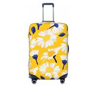 Funda de maleta personalizada con estampado de flores y margaritas blancas, protector de equipaje para viajes y negocios, Black, L