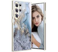 Funda de mármol para Samsung Galaxy S25 Ultra 5G, funda de silicona suave transparente de TPU para mujer, bonito patrón de mármol blanco y azul, delgada, antiarañazos, a prueba de golpes, funda