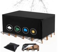 Funda de mesa impermeable para muebles de patio al aire libre, 110 x 60 x 70 cm (largo x ancho x alto), rectangular, para silla y mesa, juego de muebles de jardín, resistente al viento, tela Oxford