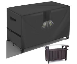 Funda de mesa para exteriores 600D para mesa portátil Keter Unity XL de 52 pulgadas con armario de almacenamiento, resistente al agua, carrito de parrilla, mesa de bar, cubierta de gabinete de patio,
