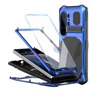 Funda De Metal For Samsung Galaxy S26 Ultra, Carcasa Magnética Militar Todo Incluido A Prueba De Golpes, Protector De Pantalla Cool Kickstand Cubierta del Teléfono(Blue)