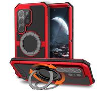 Funda de Metal para Samsung Galaxy S26 Ultra [Compatible con MagSafe] con Soporte Invisible 360°, Protección Integral Aluminio y Cristal Templado, Carcasa Militar Robusta IP67 Impermeable(Red)