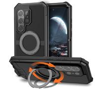 Funda de Metal para Samsung Galaxy S26 Ultra [Compatible con MagSafe] con Soporte Invisible 360°, Protección Integral Aluminio y Cristal Templado, Carcasa Militar Robusta IP67 Impermeable(Black)