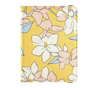 Funda de pasaporte de cuero de una sola línea flor amarilla blanca para viajar mujer para viajar vacuna funda protectora pasaporte funda cartera para mujeres ultrafino, línea simple flor amarillo