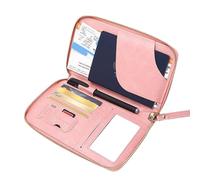 Funda de pasaporte, funda de pasaporte con ranuras múltiples, para tarjetas de piel sintética - Cartera organizador impermeable para documentos y billetes de viaje, rosa, Se référer au descriptif