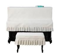 Funda de Piano tela vertical elegante y meticulosa simplicidad con cubierta protectora a prueba polvo antiarañazos Para Proteger El Piano(White,Piano - Double Stool)