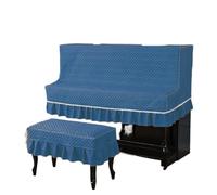 Funda de Piano tela vertical elegante y meticulosa simplicidad con cubierta protectora a prueba polvo antiarañazos Para Proteger El Piano(Blue,Piano - Single Stool)