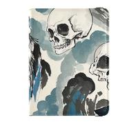 Funda de piel blanca decorativa impermeable para pasaporte, diseño de calavera de poeta antiguo chino, Calavera de poeta antiguo chino blanco, 1 size